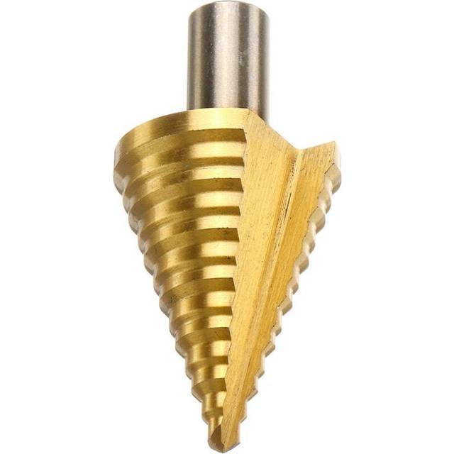 (Gold) 5-35mm HSS Titanium Step Cone Drill Bit High Speed Steel Wood Hole Cutter