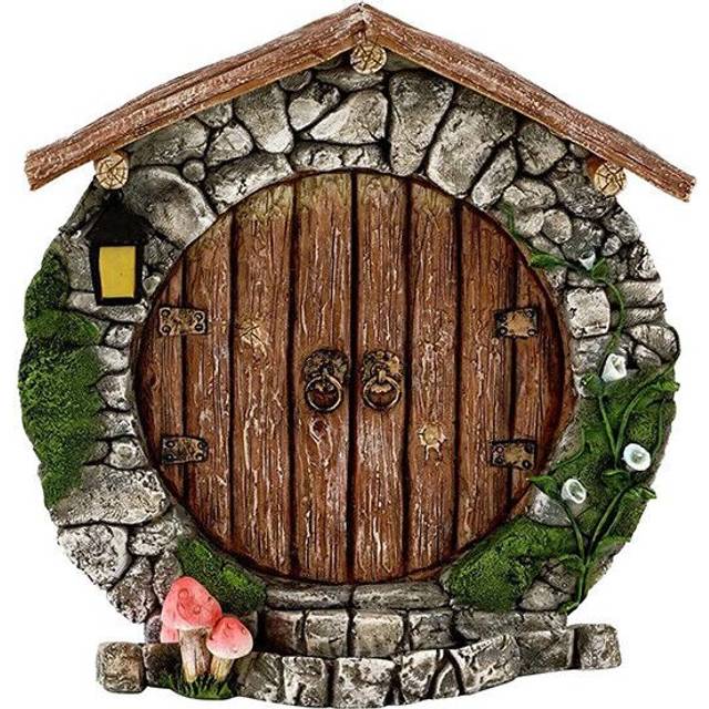 (#2) Fairy Gnome Elf Door Handpainted Wooden Outdoor Yard Tree Mystical Art Ornament