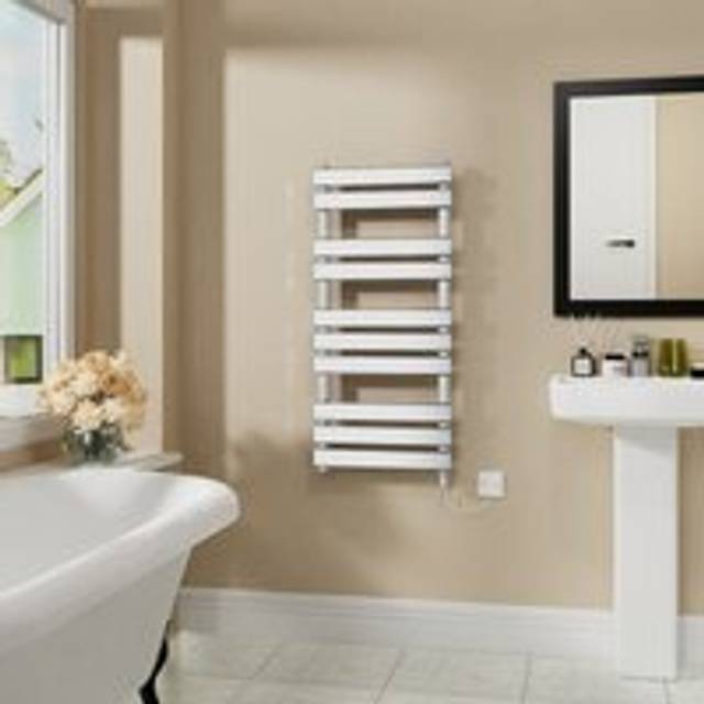 Warmehaus - Electric Flat Heated Towel Rail Radiator Chrome 1000x450mm 600W