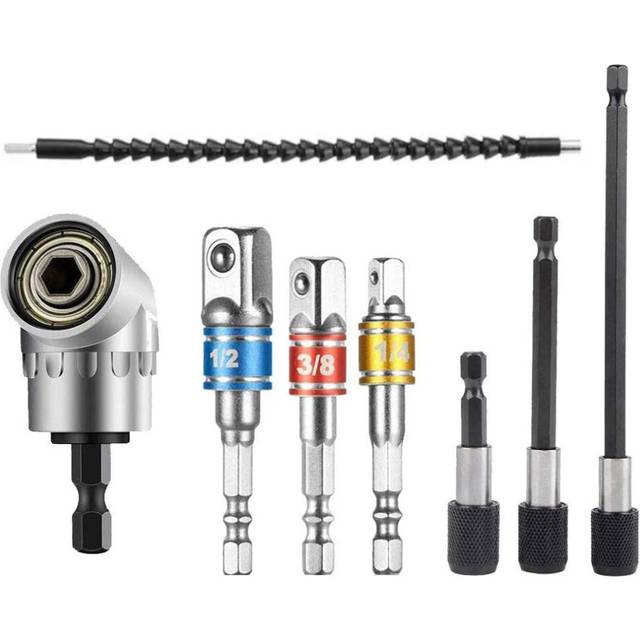 8pcs 290mm Flexible Shaft Bit Screwdriver Drill Bit Holder and Extension Bar Impact Socket Square Hex Shank Socket Adapter Drill Bit