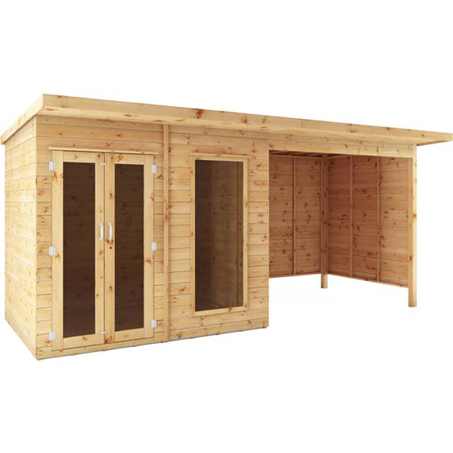 Mercia 16 x 6ft Maine Pent Summerhouse With Patio Area, Brown