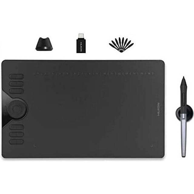Huion hs610 graphics drawing tablet, 10 x 6 inch graphic tablet with touch ring