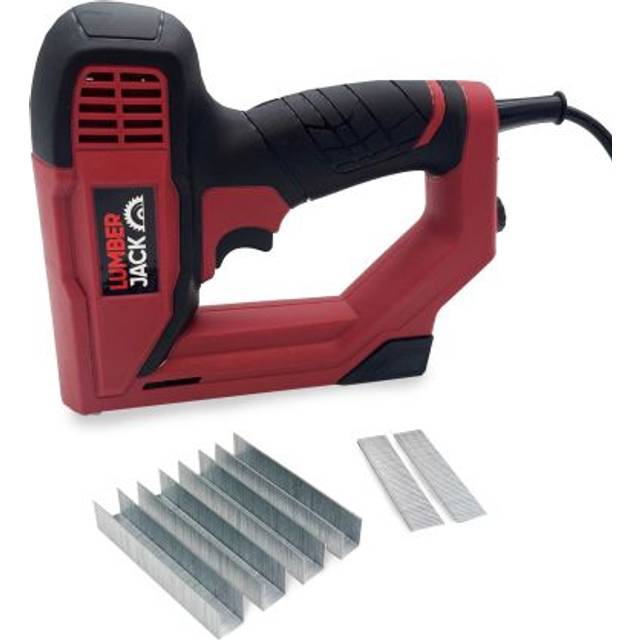 LUMBER JACK Electric Nail Gun/Staple Gun for DIY Project of Upholstery, Carpentry and Woodworking, Including Staples and Nails