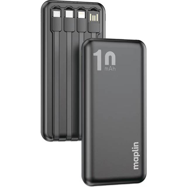 Maplin Slim Power Bank Black 10000mAh - 18 x 11.5 x 4cm