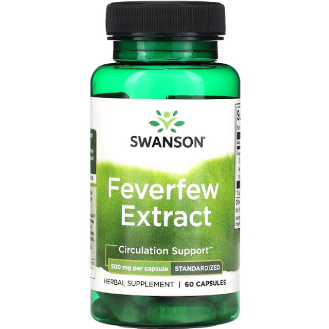 Swanson Feverfew Extract 500mg 60 caps: Nature's Answer to Migraines