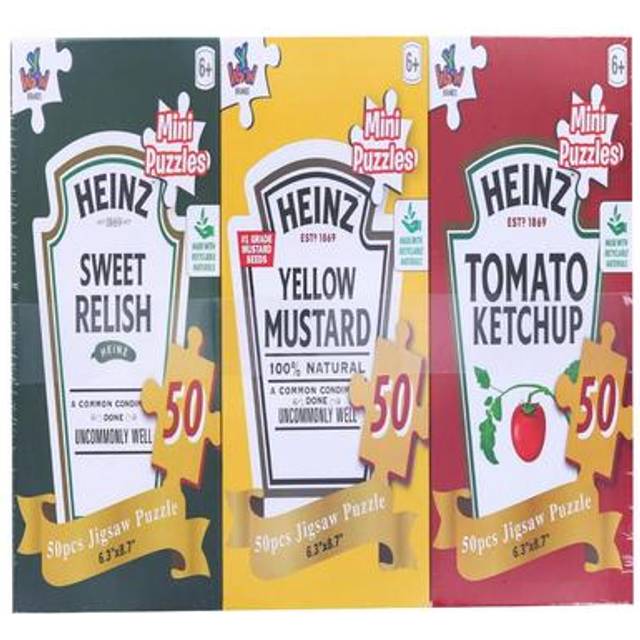 Heinz Sauces 50 Piece Jigsaw Puzzle 3Pack | Relish | Mustard | Ketchup