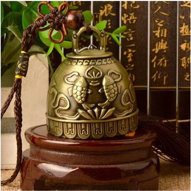 (B) Buddhism Copper Bell Religious Buddha Hanging Luck Wind Chime Garden