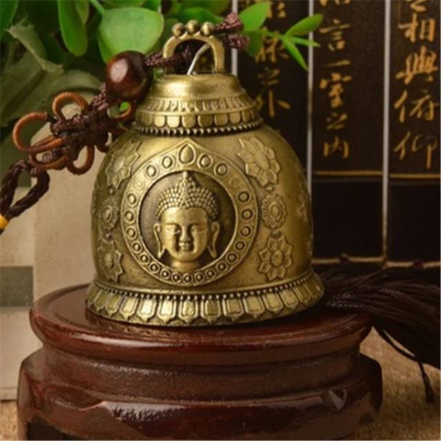 (A) Buddhism Copper Bell Religious Buddha Hanging Luck Wind Chime Garden