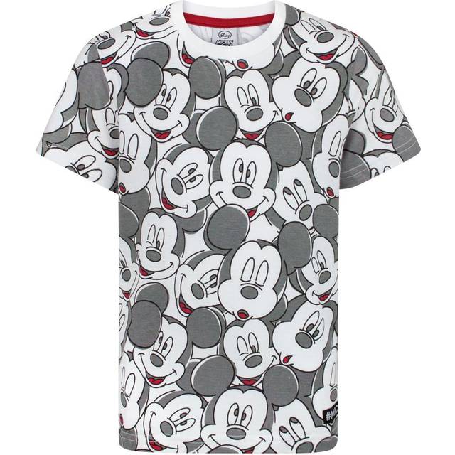 (5-6 Years, White) Mickey Mouse Boys Face All Over Print T-Shirt