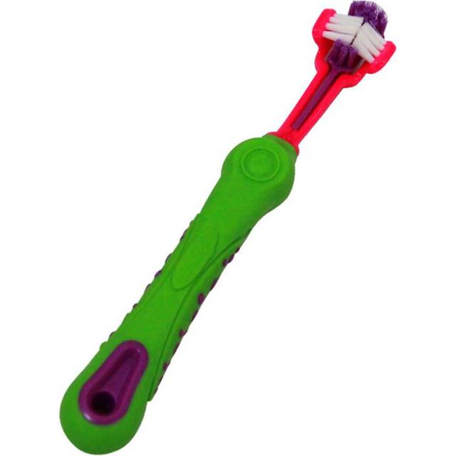 (Green) Three Sided Toothbrush For Dogs