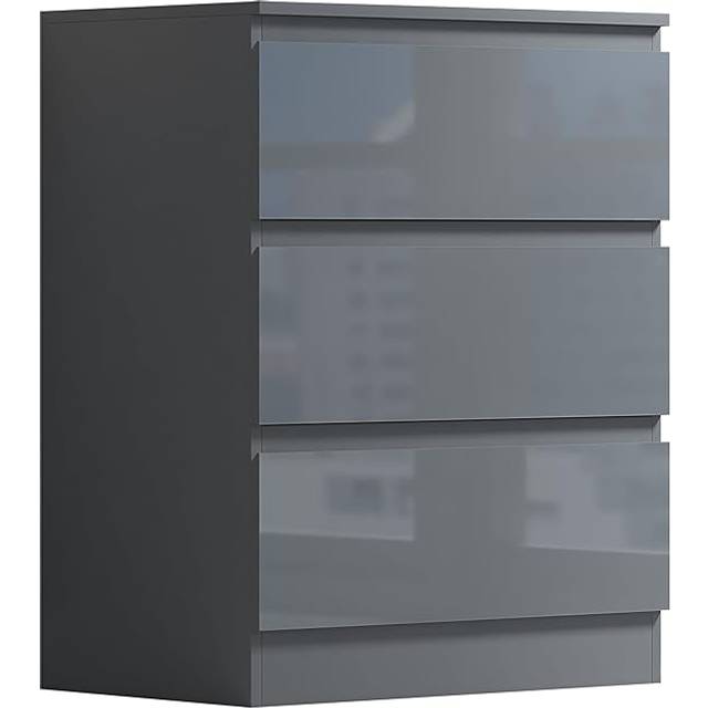FWStyle Stora 3 Drawer - Grey Gloss, Grey