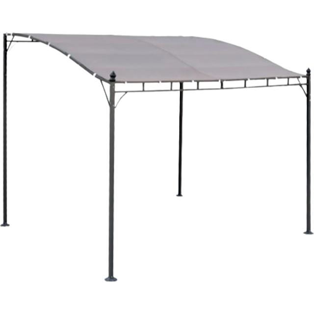3x2.5m wall-mounted pergola, Brestum, Beige-brown, 298x249x248 cm