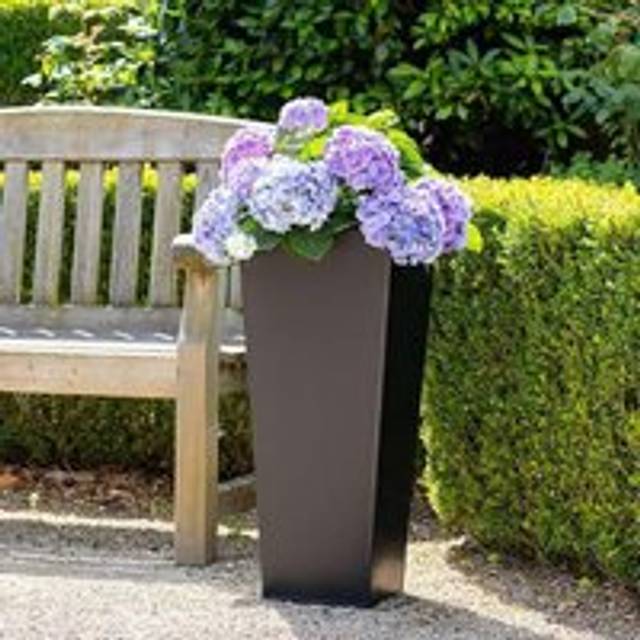 Black Flared Tapered Outdoor Planter Zinc Galvanised Pot 70cm x 34cm - One Size