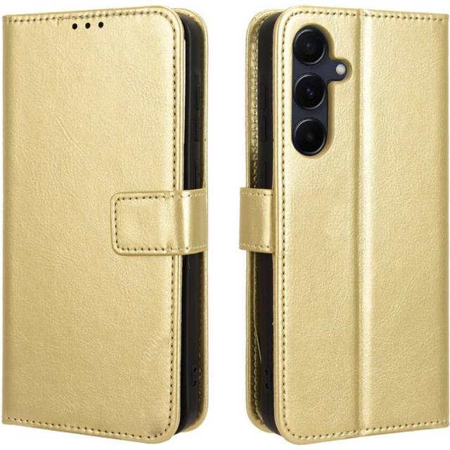 (Gold) Case For Samsung Galaxy A35 5G Magnetic Card Holder Flip Cover Wallet