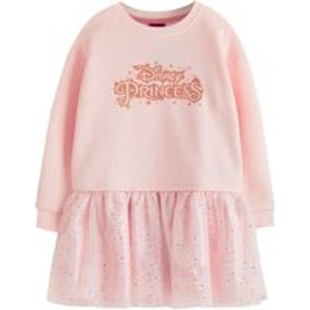 (2-3 Years, Pink) Disney Princess Girls Logo Glitter Casual Dress