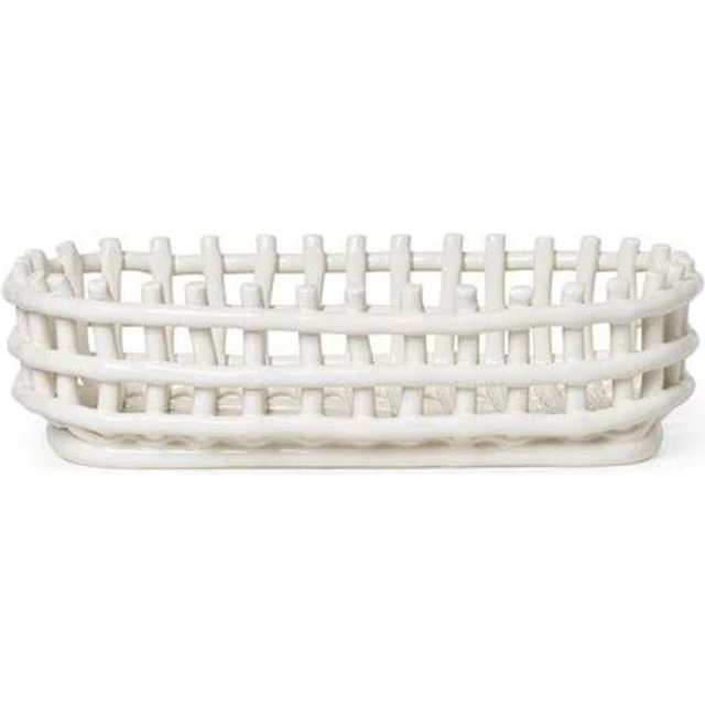 Ferm Living Ceramic flätad korg oval 15x30 cm Off white