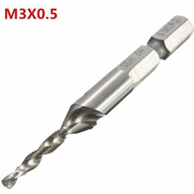 (M4x0.7) HSS 1/4 Inch Hex Shank Combination Metric Drill Tap Bit M3/M4/M5/M6/M8/M10