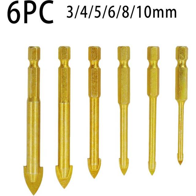 (3/4/5/6/8/10mm) 5/6/7Pcs Drill Bits 3-12mm Triangle Bit for Ceramic Wall Glass Concrete Hole Opener , Gold