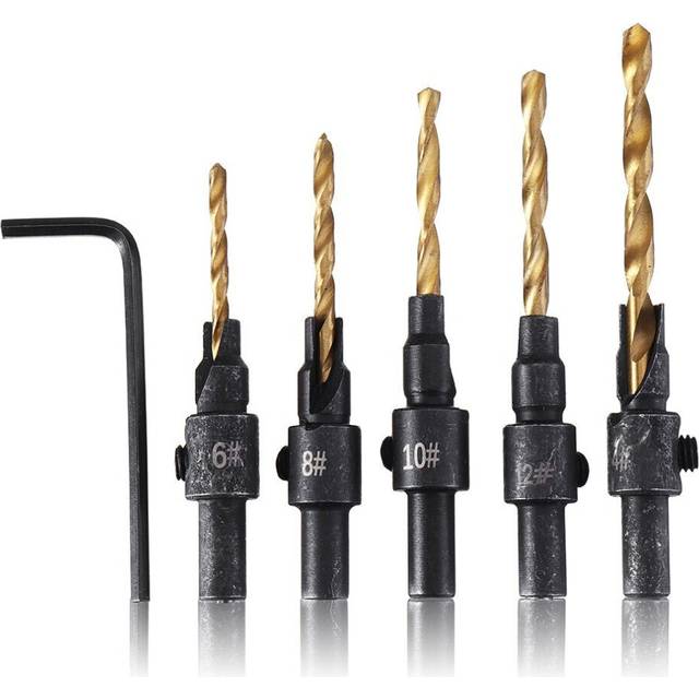 (B:2.38+2.78+3.175+3.56+3.97mm) Countersink Reamer Round Shank Chamfer Drill Bit Set Quick Change