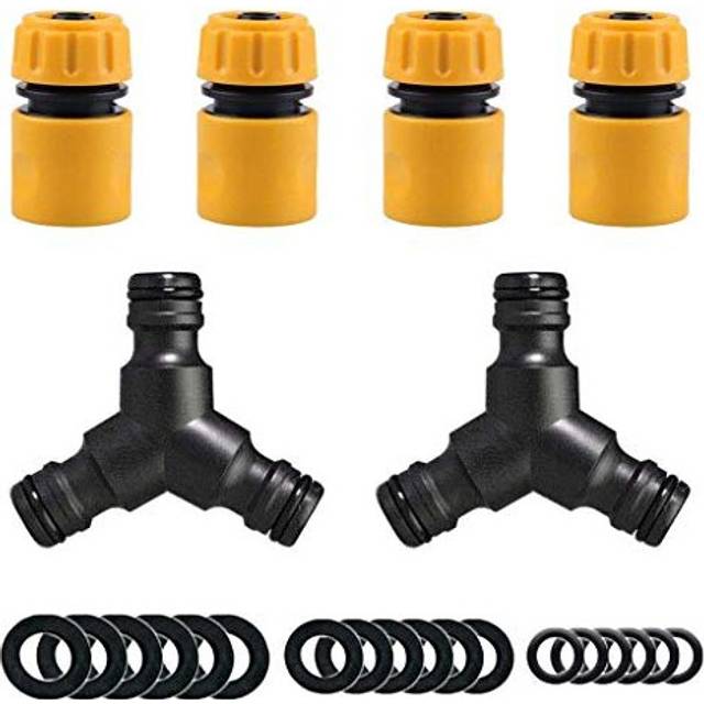 6 pack Garden Hose Connector - contains 4 pack Hose End Connector & 2 pack Y Male Hose Connector Splitter, fitting for 1/2 inch (15mm) Hosepipe End