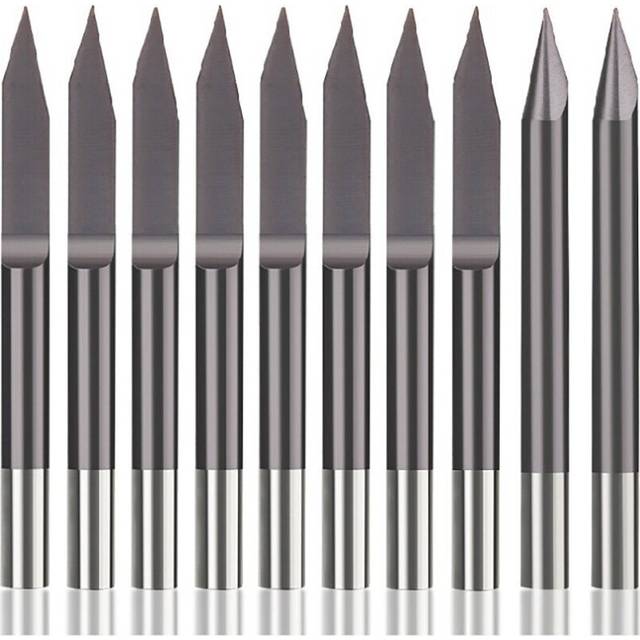 (0.2mm) 10Pcs 3.175mm Shank 30 Degree 0.1/0.2mm Tip V-shaped Engraving Drill Bit for Engraver CNC Router