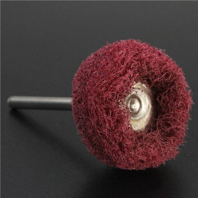 (Red) Polishers Buffers Abrasive 3mm Shank Scouring Pad Grinding Head Fits For Dremel