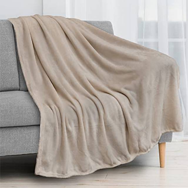 PAVILIA Taupe Fleece Throw Blanket for Couch  Light Brown Tan Soft Fuzzy Flannel Throw for Sofa  Luxury Plush Microfiber Bed Blanket  Cozy Home Decora