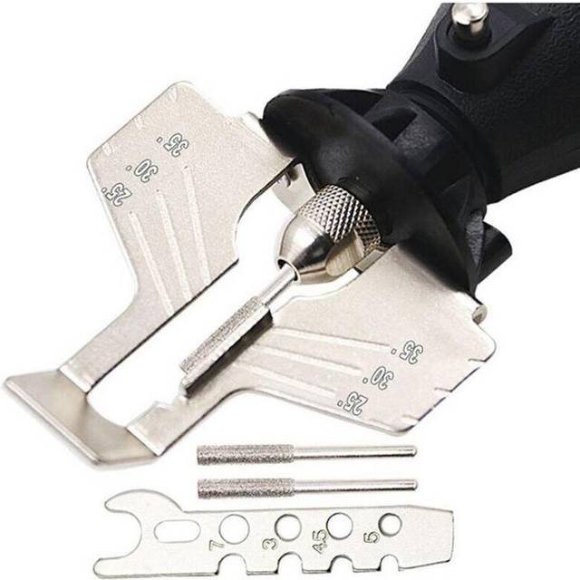 HSS Chain Saw Sharpener Attachment Electric Chain Grinder Chainsaw Sharpening Polishing Head With Ruler Accessory Kit