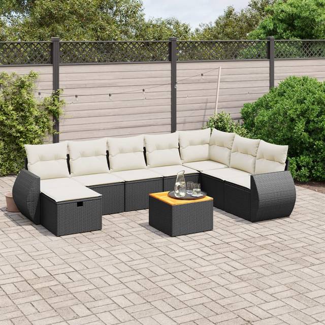 Homie 9-delig sofasæt have Poly Rattan Sort Loungesæt