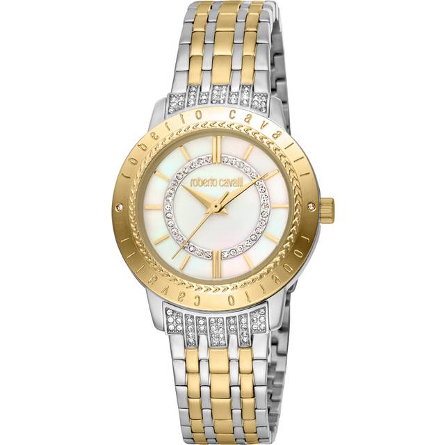 Roberto Cavalli RC5L030M0085 Womens Quartz White MOP Stainless Steel 5 ATM 32 mm Watch - Silver & Gold - One Size