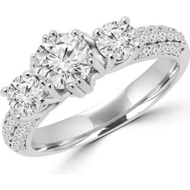 Majesty Diamonds MD160344 1.6 CTW Round Diamond Three Stone Engagement Anniversary Ring in 14K