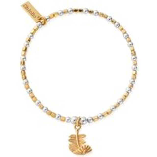 ChloBo Sterling Silver Gold Plated Curved Feather Bracelet - Yellow Gold PVD