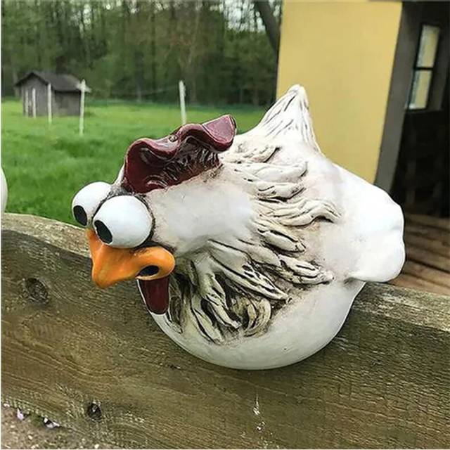 (B) Chicken Fence Decoration Sculpture for Garden Farm