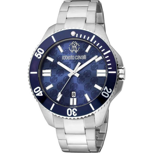 Roberto Cavalli RC5G013M0095 Mens Quartz Stainless Steel Dark Blue 10 ATM 44 mm Watch - One Size