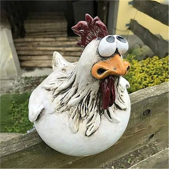 (A) Chicken Fence Decoration Sculpture for Garden Farm