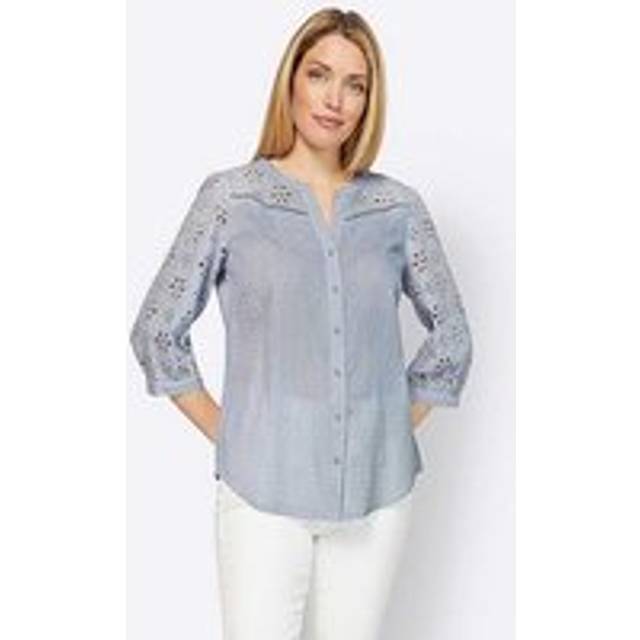 Heine Three Quarter Length Sleeve Embroidered Blouse - Light Blue