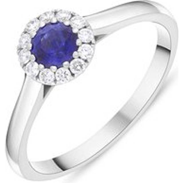 18ct White Gold Sapphire Diamond Round Cluster Ring