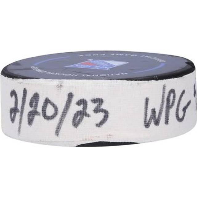 Mark Scheifele Winnipeg Jets Game-Used Goal Puck from February 20, 2023 vs. New York Rangers - Second of Two Goals Scored