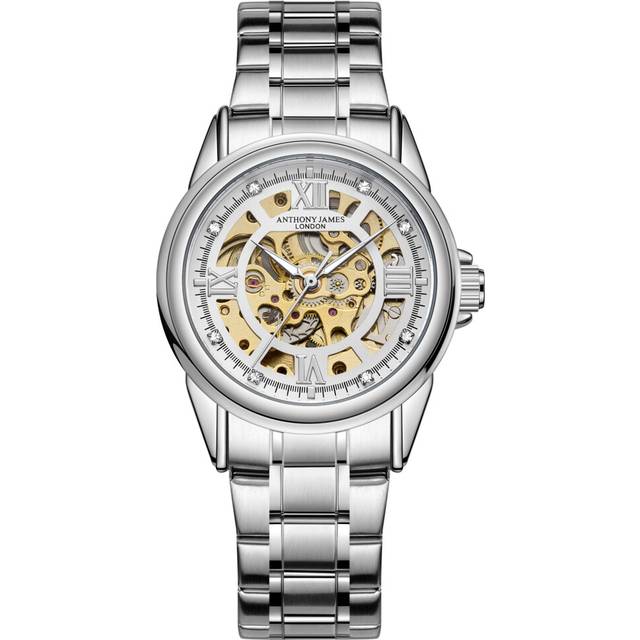 Hand Assembled Anthony James Limited Edition Skeleton Automatic Watch - Silver - One Size