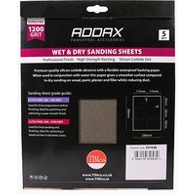 Addax - timco Wet & Dry Sanding Sheets 1200 Grit Black - 230 x 280mm