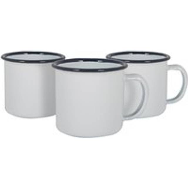 12x White Enamel Espresso Cups Metal Camping Coffee Hot Drinks Cups 130ml Navy
