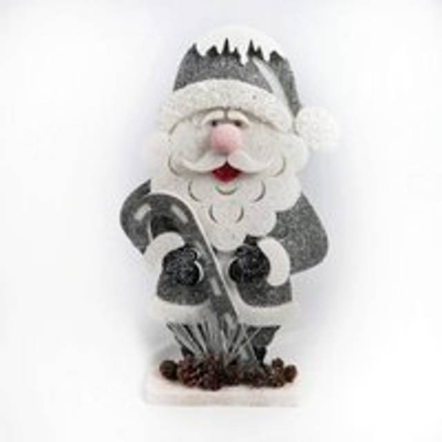 72cm Santa Christmas Tabletop Figures Window Holiday Home Xmas Glitter Foam Showpiece Decorations - White - One Size