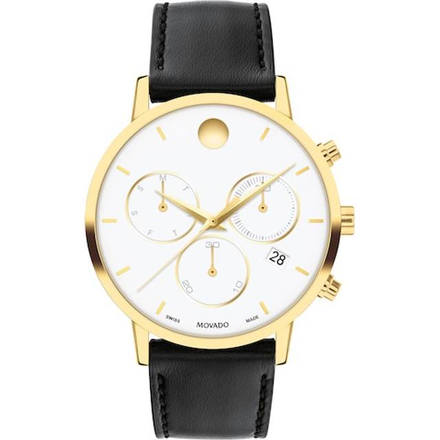 Men's Museum Classic Chrono Watch | Gold-Tone Stainless Steel | White/Black | Movado® - One Size