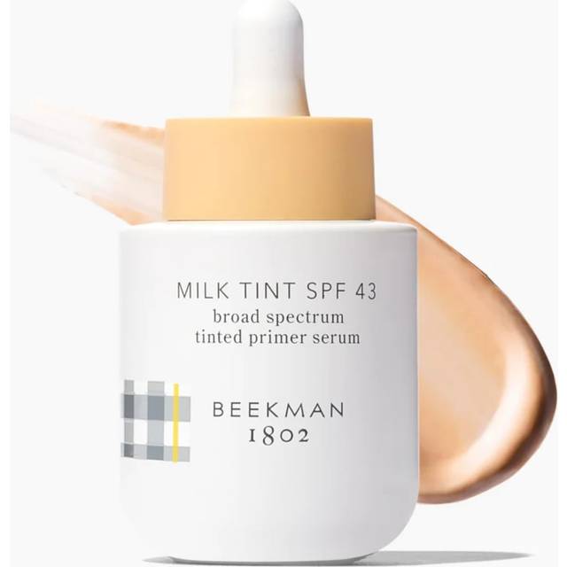 Beekman 1802 Milk Tint Face Primer with SPF 43  Medium - Oxybenzone Free - 1 oz - Tinted Mineral SPF  Makeup Primer & Moisturizer - Blends E