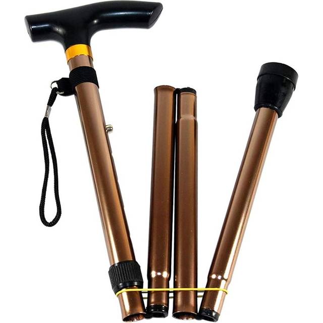 Folding Walking Stick, Extendable Walking Stick with Wooden Handle, Lightweight Adjustable Folding Walking Stick, Provides Balance, Aids Mobility