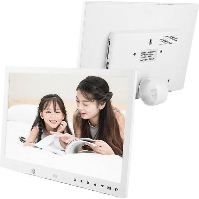 13'' Portable 1080p Hd Digital Photo Frame Clock Movie Player Album Remote Controller(white Eu)