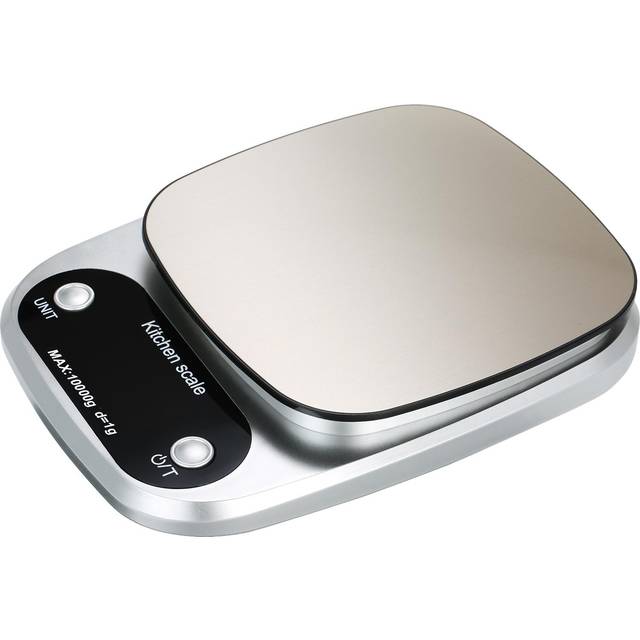 High Precision Digital Scale with Waterproof Surface Portable Kitchen Scale Baking Scale 10kg capacity with 1g accuracy silver
