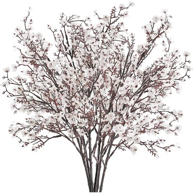 6 Bundles Baby Breath Flowers Artificial Bulk Fake Gypsophila Bouquets Blue Real Touch Silk Floral Arrangements-Red
