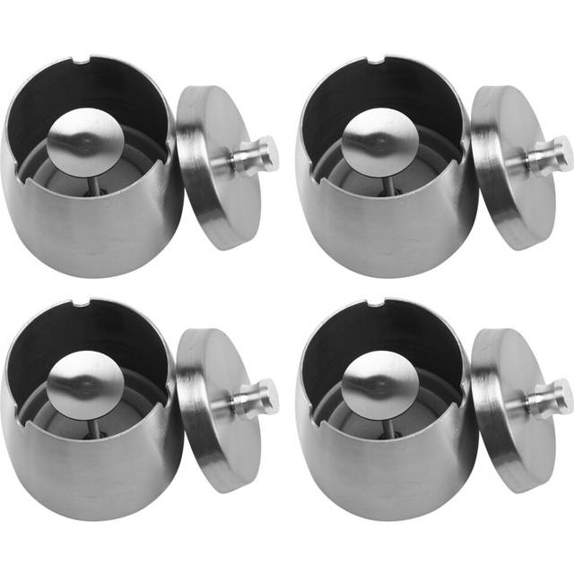 4X Outdoor Ashtray with Lid for Cigarettes Stainless Steel Windproof Rainproof Ashtray for Outside Home Table Bar KTV