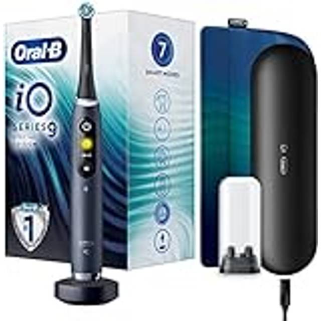 Oral-B iO Series 9 Elektrisk tandborste med konstgjord intelligens, uppladdningsbar, 1 basenhet, 1 borstfäste och 1 resefodral, svart